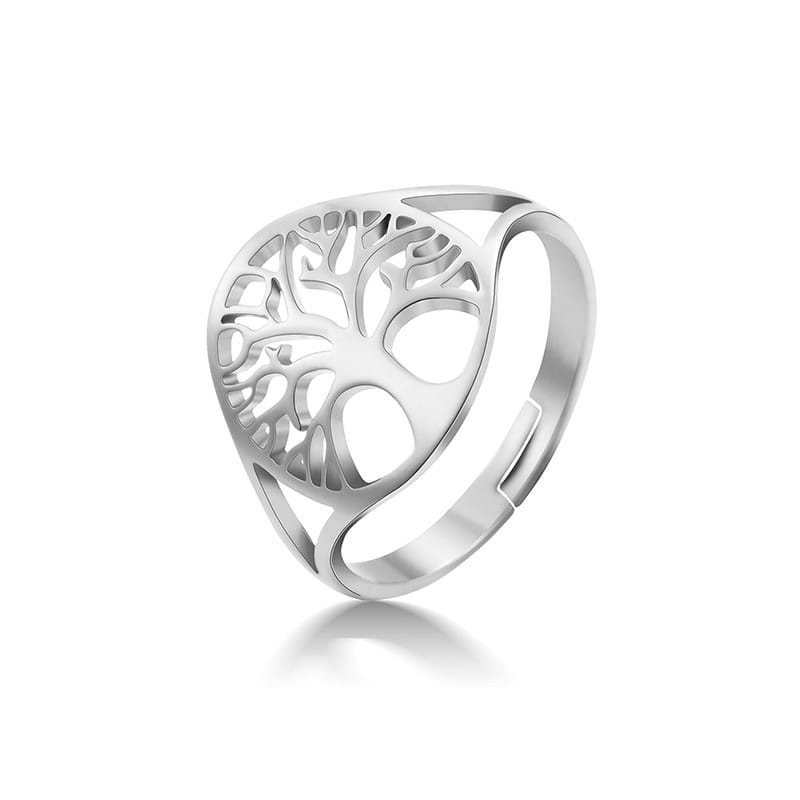 🌳 Adjustable Tree of Life Stainless Steel Ring