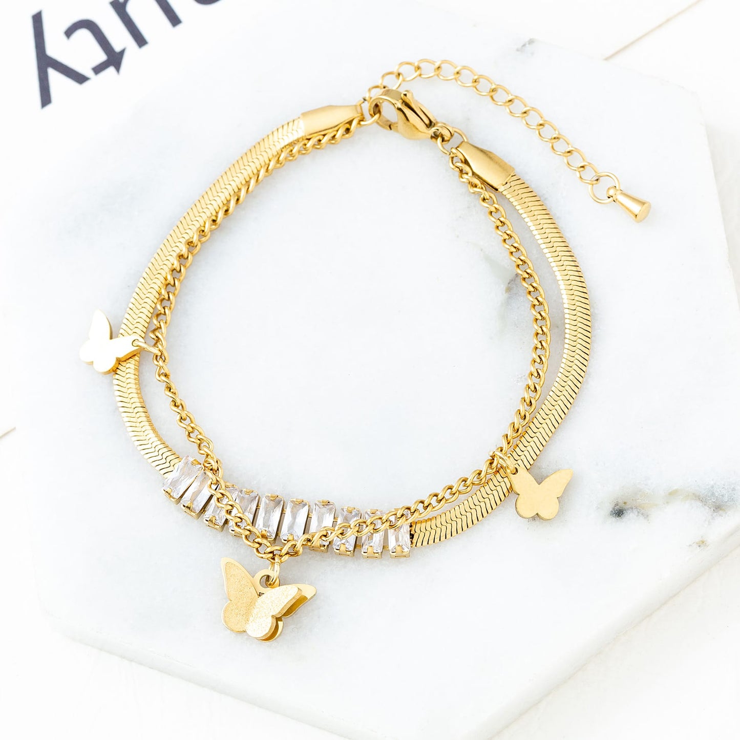🦋 European Butterfly Charm Stainless Steel Bracelet
