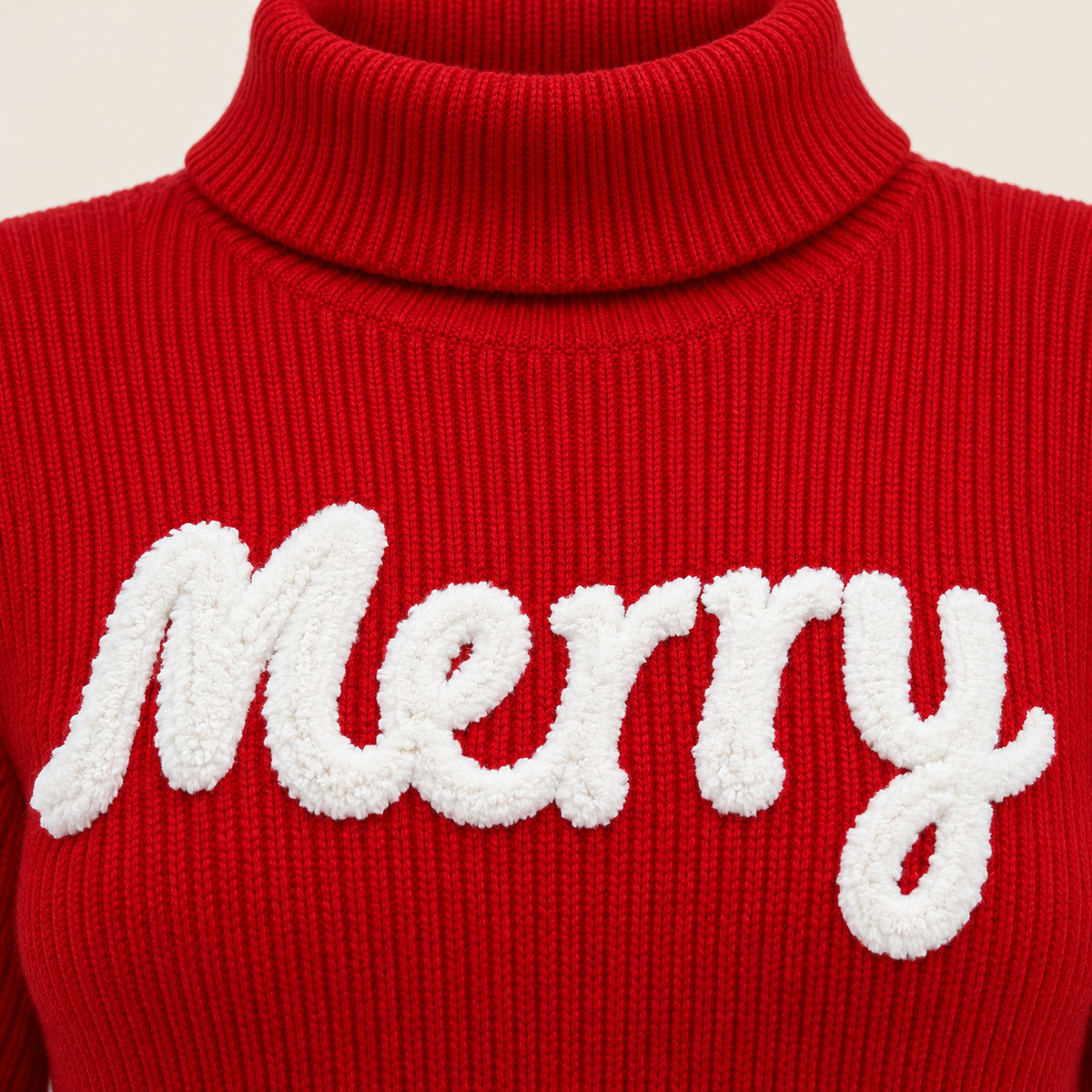 Red Merry Turtleneck Knit Mini Dress
