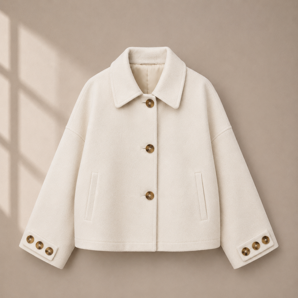 Casual Polo Collar Short Coat Overcoat