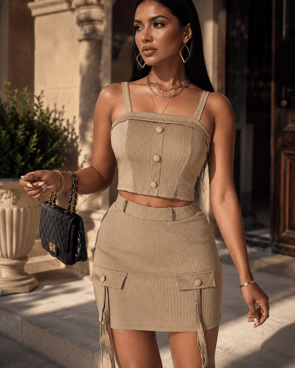 Mocha Muse Sleeveless Top & Skirt Set – product view 3