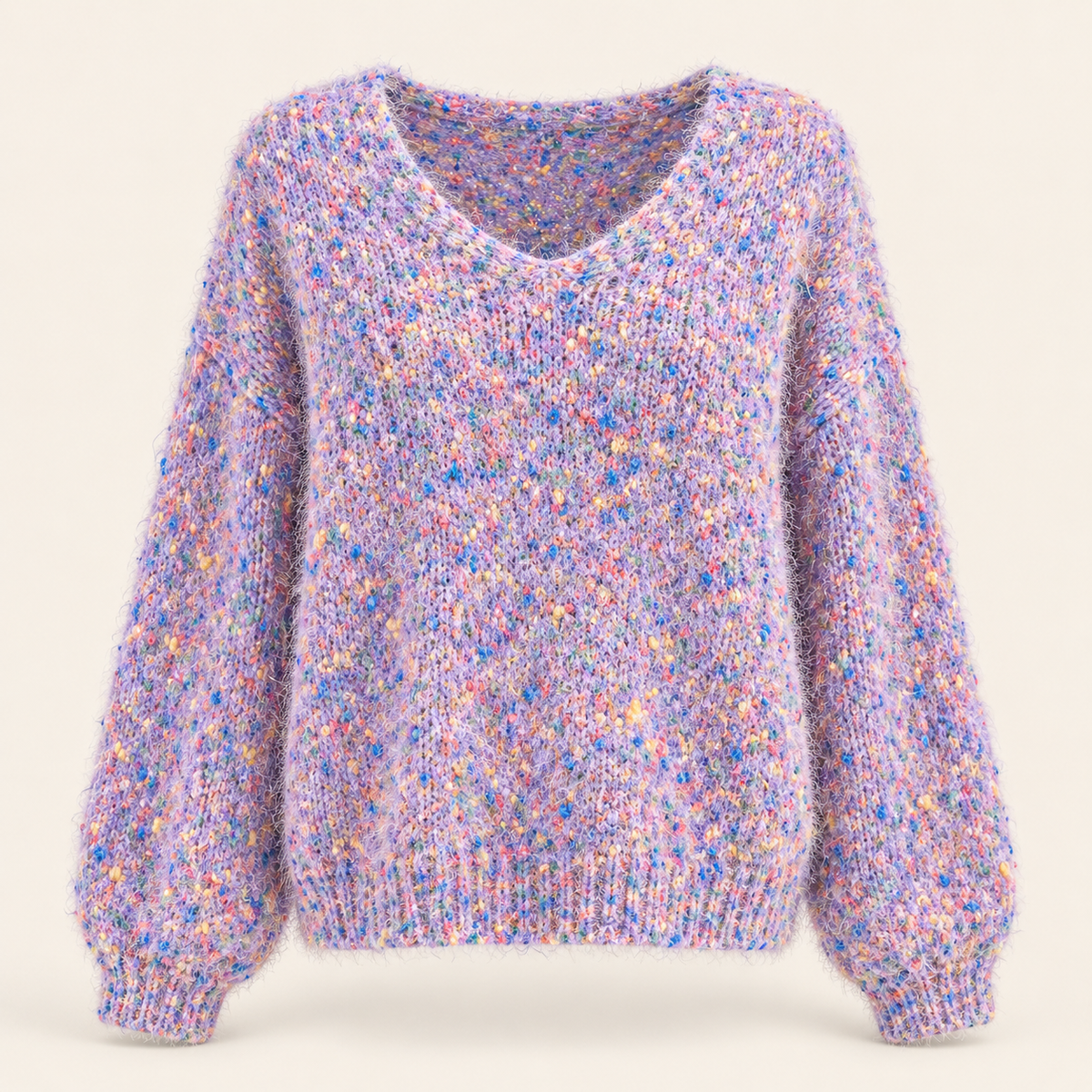 Women's V-neck Pullover Short Colorful Polka Dot Sweater – product view 3
