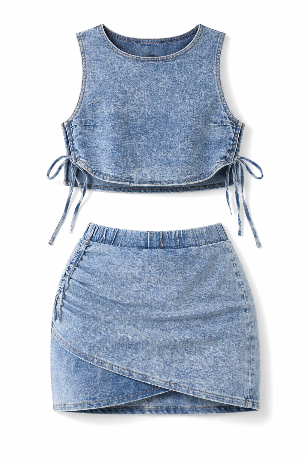 Denim Style Vest Short Skirt Stretch Two-piece Suit Sexy Denim Women's Wear