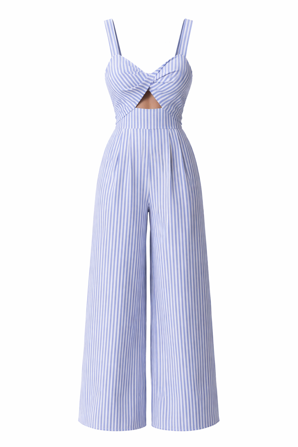 New Womens Striped V-Neck Jumpsuit With Straps