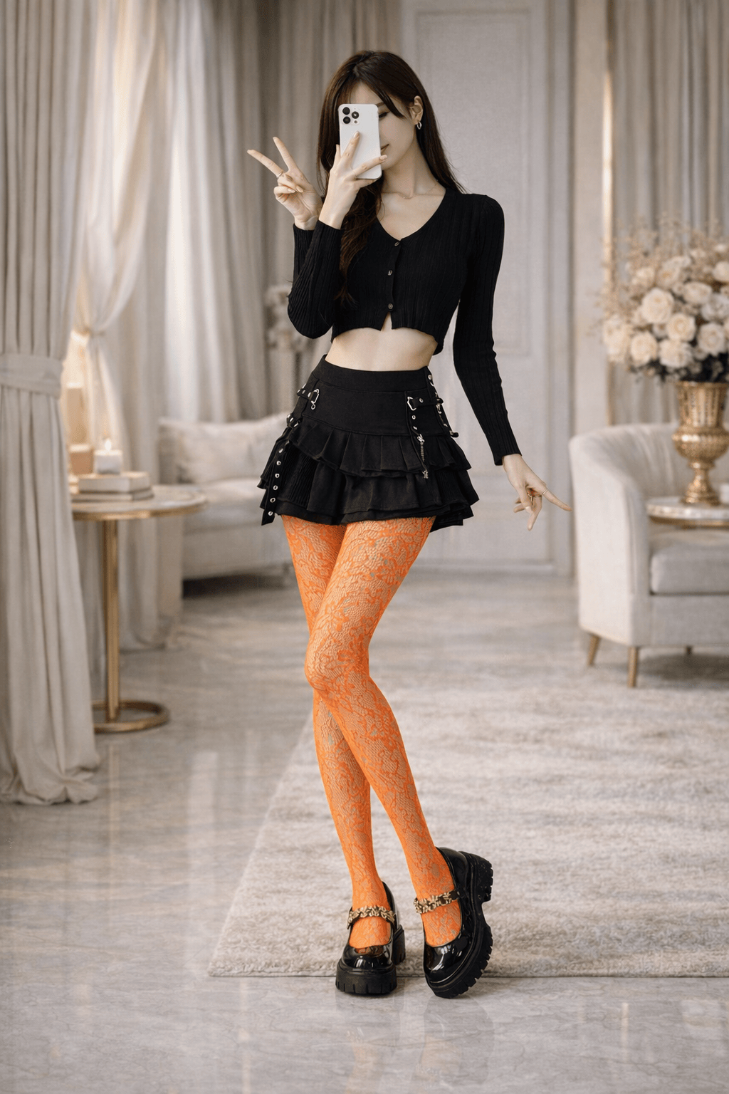 Floral Sheer Body-Shaping Pantyhose