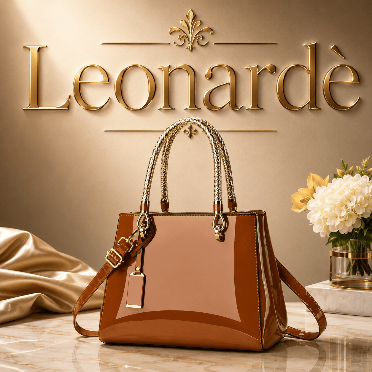 Glossy PU Leather Fashion Tote Handbag