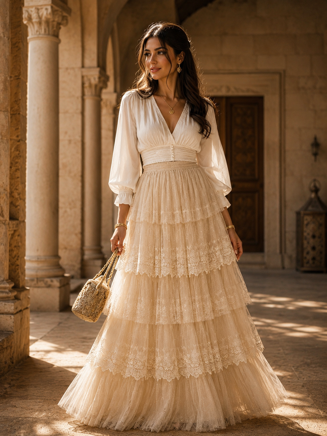 Embroidered Lace Mesh Skirt Cake A- Line Skirt