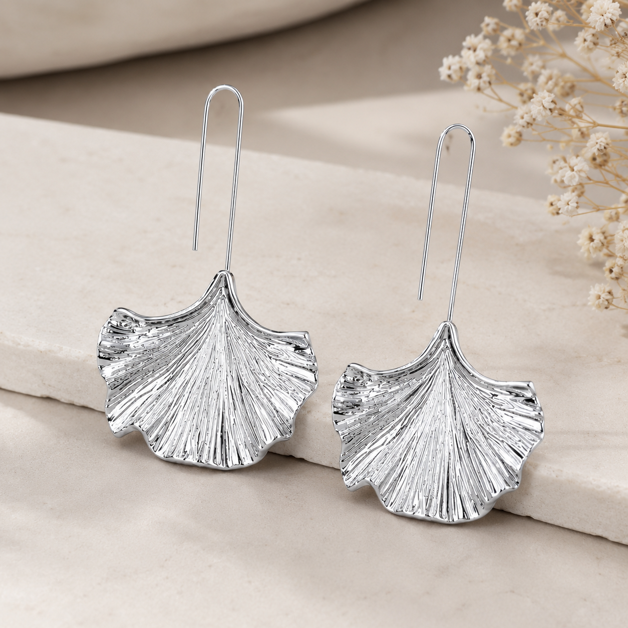 Ginkgo Leaf Alloy Texture Leaf Earrings