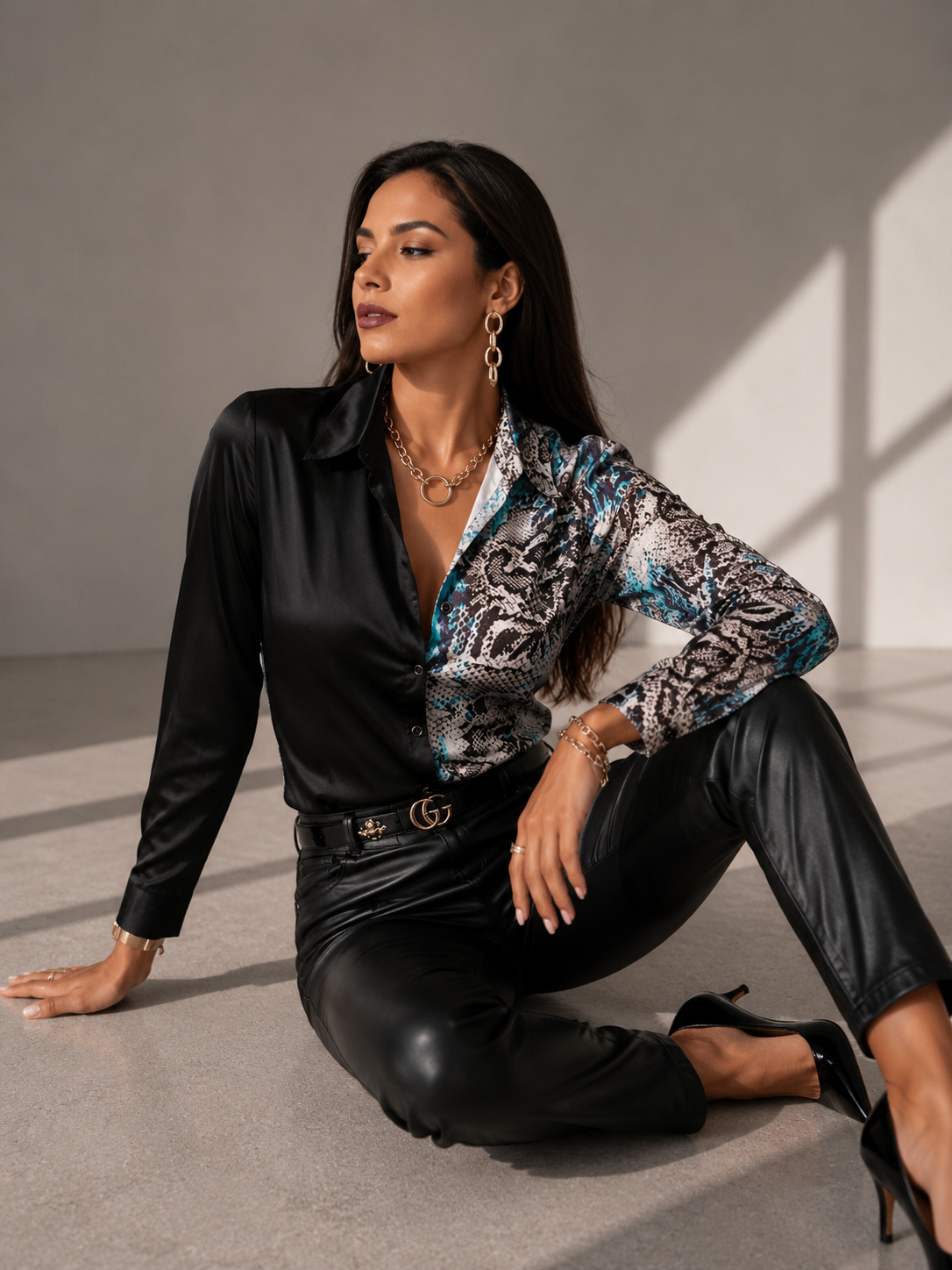 Luxury Printed Patchwork Blouse – Available in Multiple Colors & Stylish Designs
