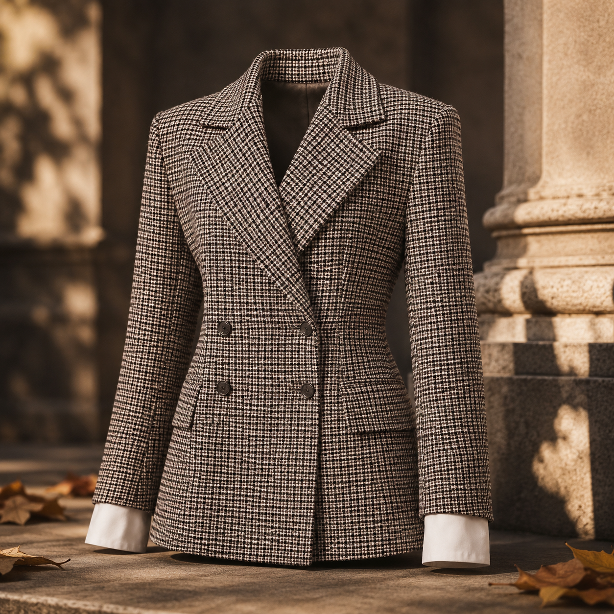 Fashion Plaid Waist-tight Suit Jacket For Women