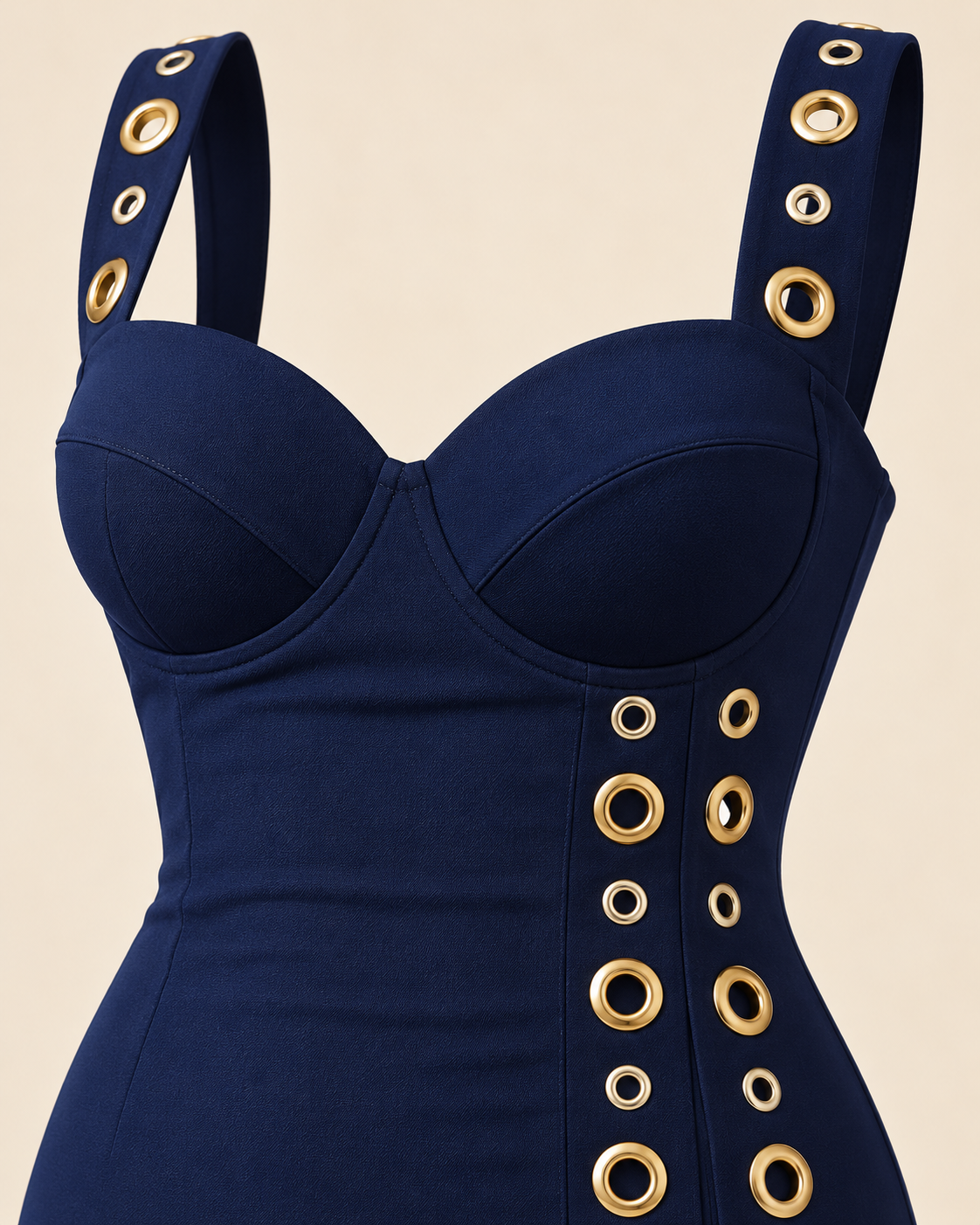 Gold Eyelet Midi Dress – product view 7