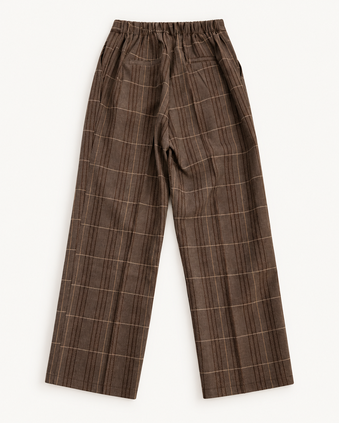 Windowpane Wide-Leg Trousers — studio front view