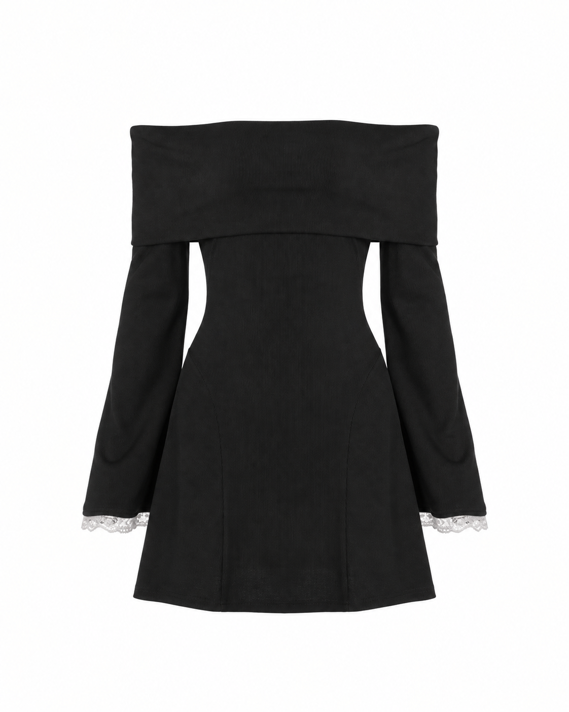 Off-Shoulder Flared-Sleeve Mini Dress