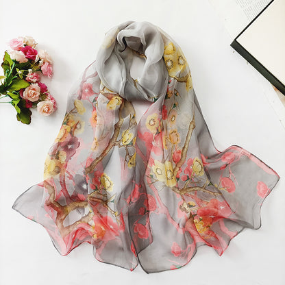 Summer Sunscreen Scarf Beach Scarf Wholesale Long Women's Soft Plum Blossom Ladies Decoration Thin Scarf Scarf
