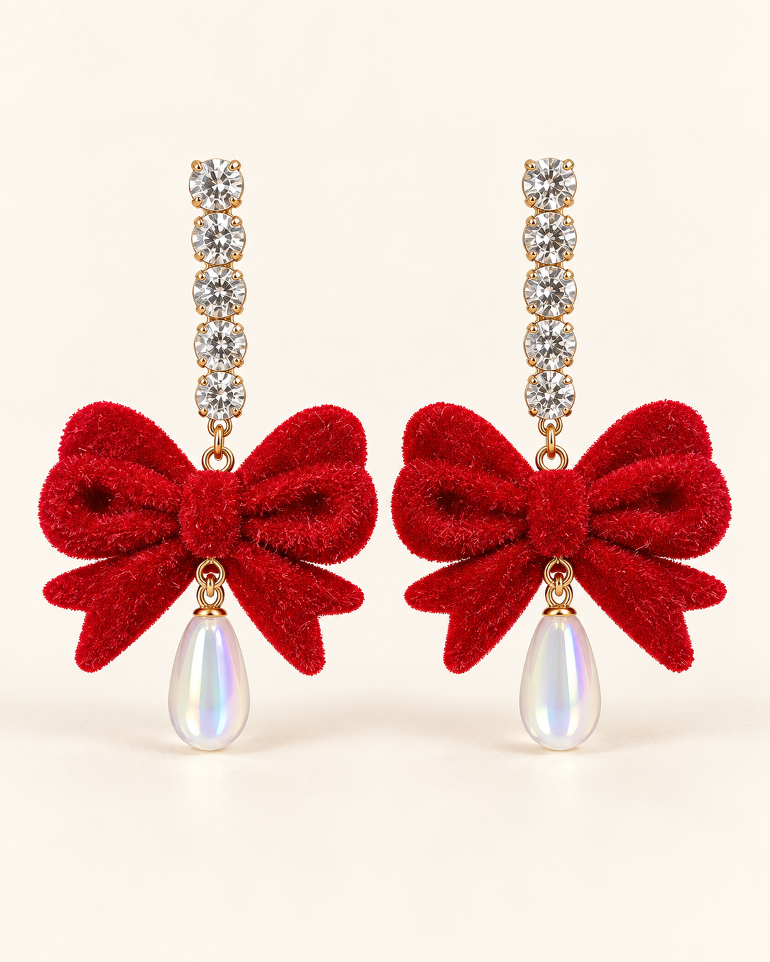 Vintage Bow Flocked Earrings
