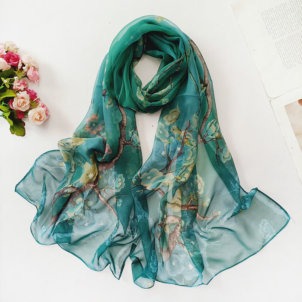 Summer Sunscreen Scarf Beach Scarf Wholesale Long Women's Soft Plum Blossom Ladies Decoration Thin Scarf Scarf