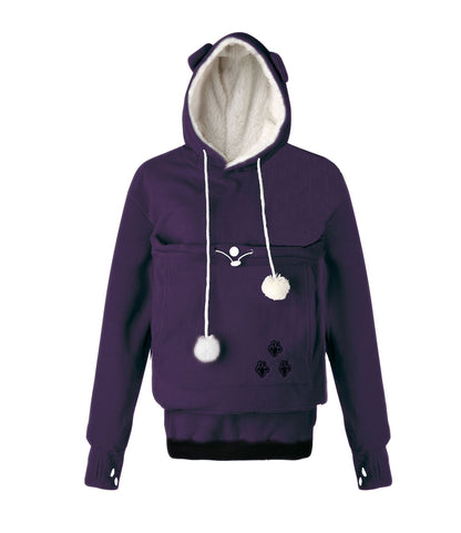 Embroidery Big Pocket Pullovers Women Sweatshirt Autumn Winter Warm Fashion With Cat Lovers Pet Dog Hoodies