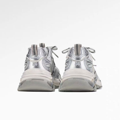 Silver Designer Dad-style Athletic Casual Shoes