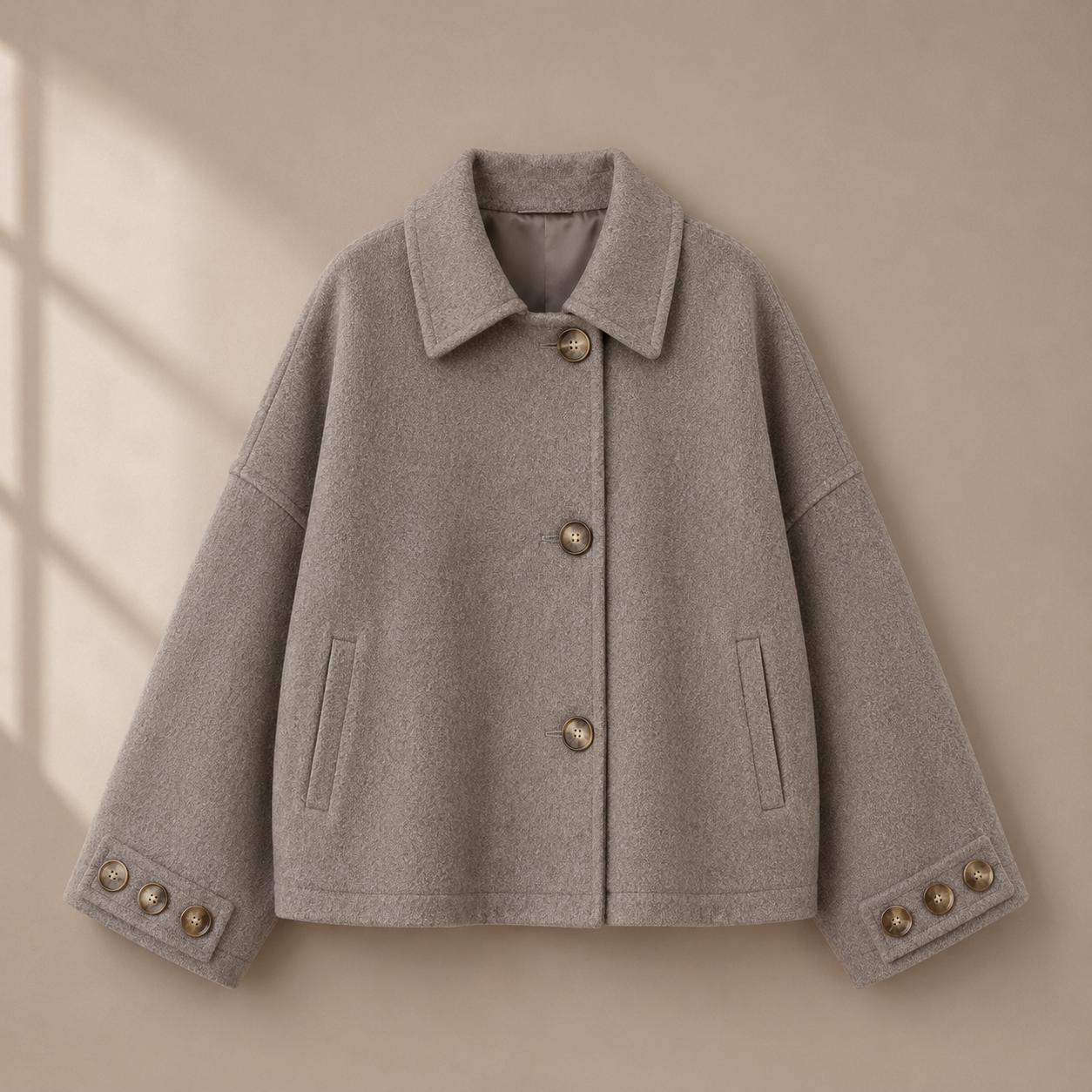 Casual Polo Collar Short Coat Overcoat
