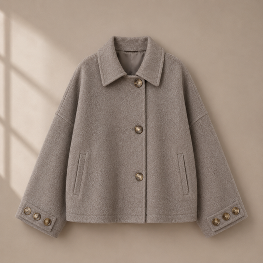 Casual Polo Collar Short Coat Overcoat