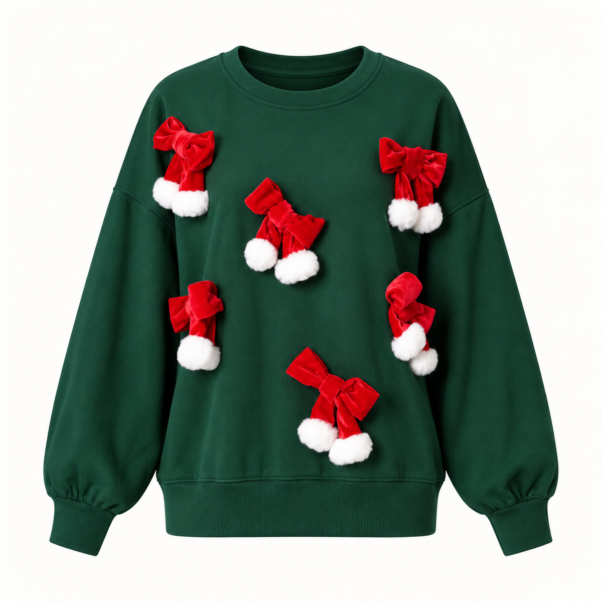 Dark Green Bow Christmas Sweatshirt