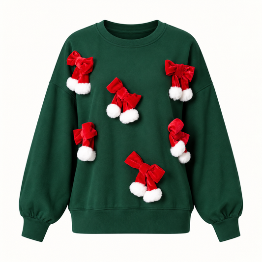 Dark Green Bow Christmas Sweatshirt