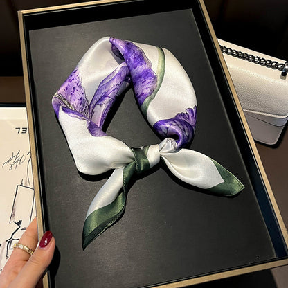 Beige Silk Square Scarf For Womenversatile And Easy To Style