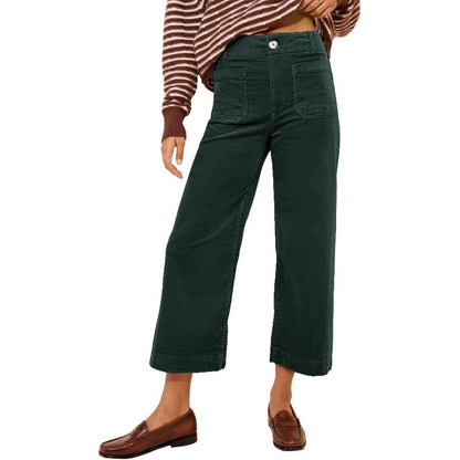 Women's Casual High-waisted Straight-leg Button-up Pants