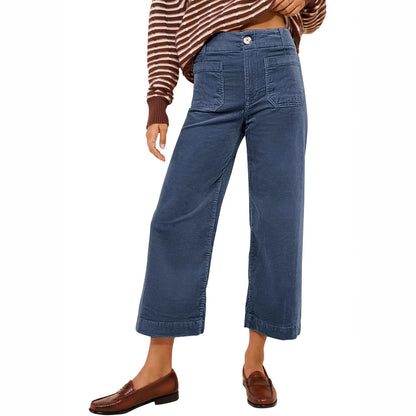 Women's Casual High-waisted Straight-leg Button-up Pants