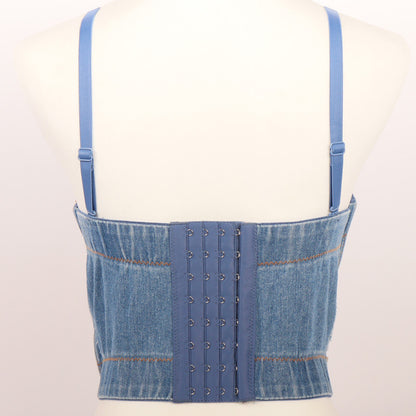 Denim Vest Short Feminine And Multi-color Sling Wrapped Chest And Wear Underwear