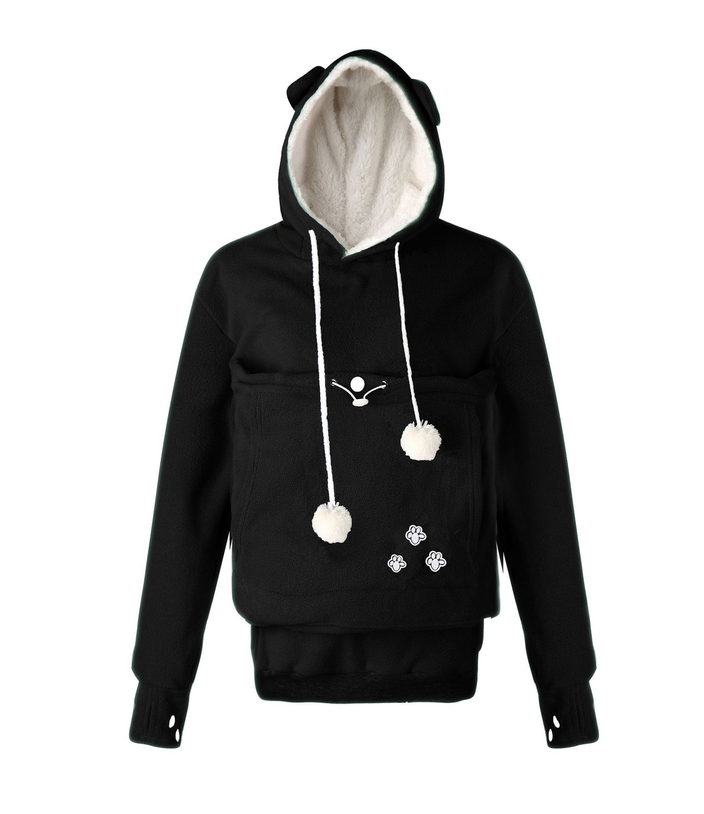 Embroidery Big Pocket Pullovers Women Sweatshirt Autumn Winter Warm Fashion With Cat Lovers Pet Dog Hoodies