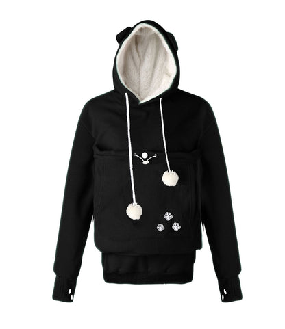 Embroidery Big Pocket Pullovers Women Sweatshirt Autumn Winter Warm Fashion With Cat Lovers Pet Dog Hoodies