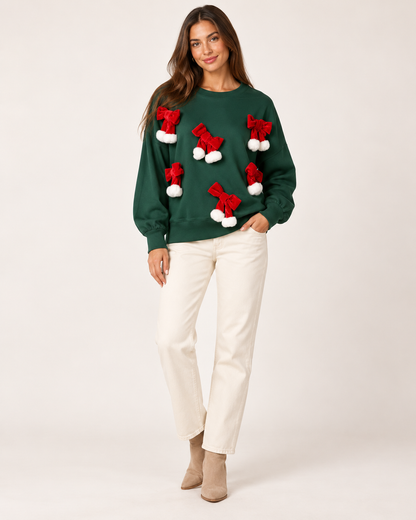 Dark Green Bow Christmas Sweatshirt