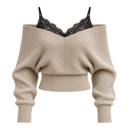 Fashionable Waist-cinching Figure-flattering Off-shoulder Top For Women by Leonardé