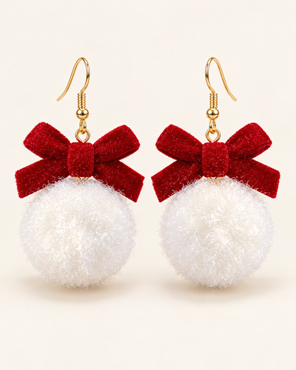 Vintage Bow Flocked Earrings