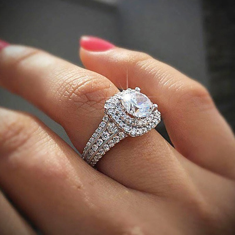 Diamond-Encrusted Square Zircon Ring With Topaz For Women