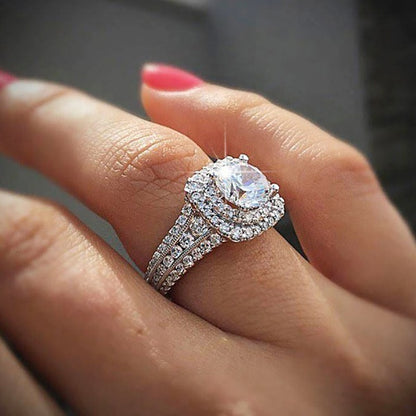 Diamond-Encrusted Square Zircon Ring With Topaz For Women
