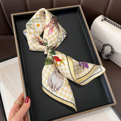 Beige Silk Square Scarf For Womenversatile And Easy To Style