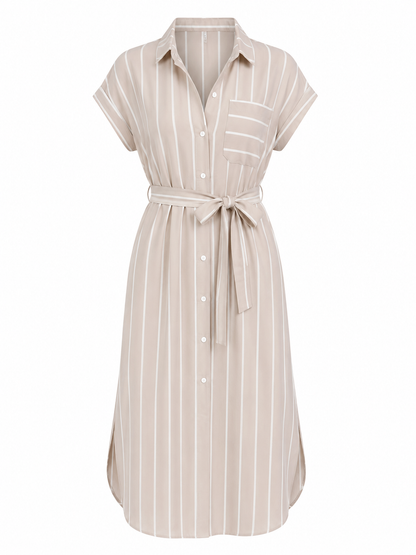 Women's Sleeveless Striped Dress Lace-up Striped