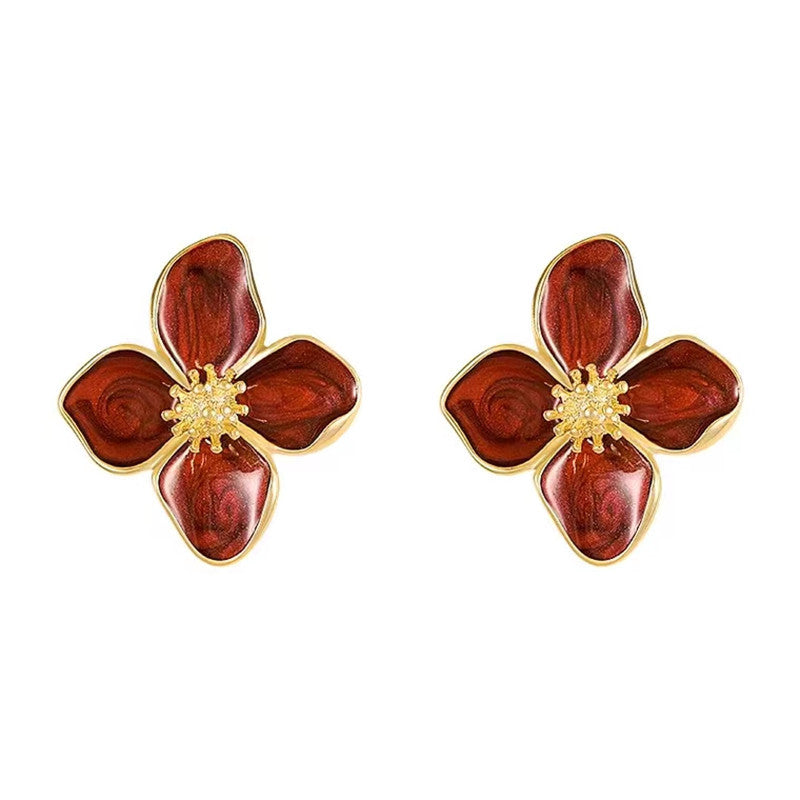 925 Silver Needle Roselle French Ins Retro Harbour Style Earrings
