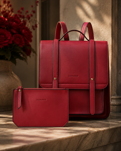 Soft leather solid color shoulder bag