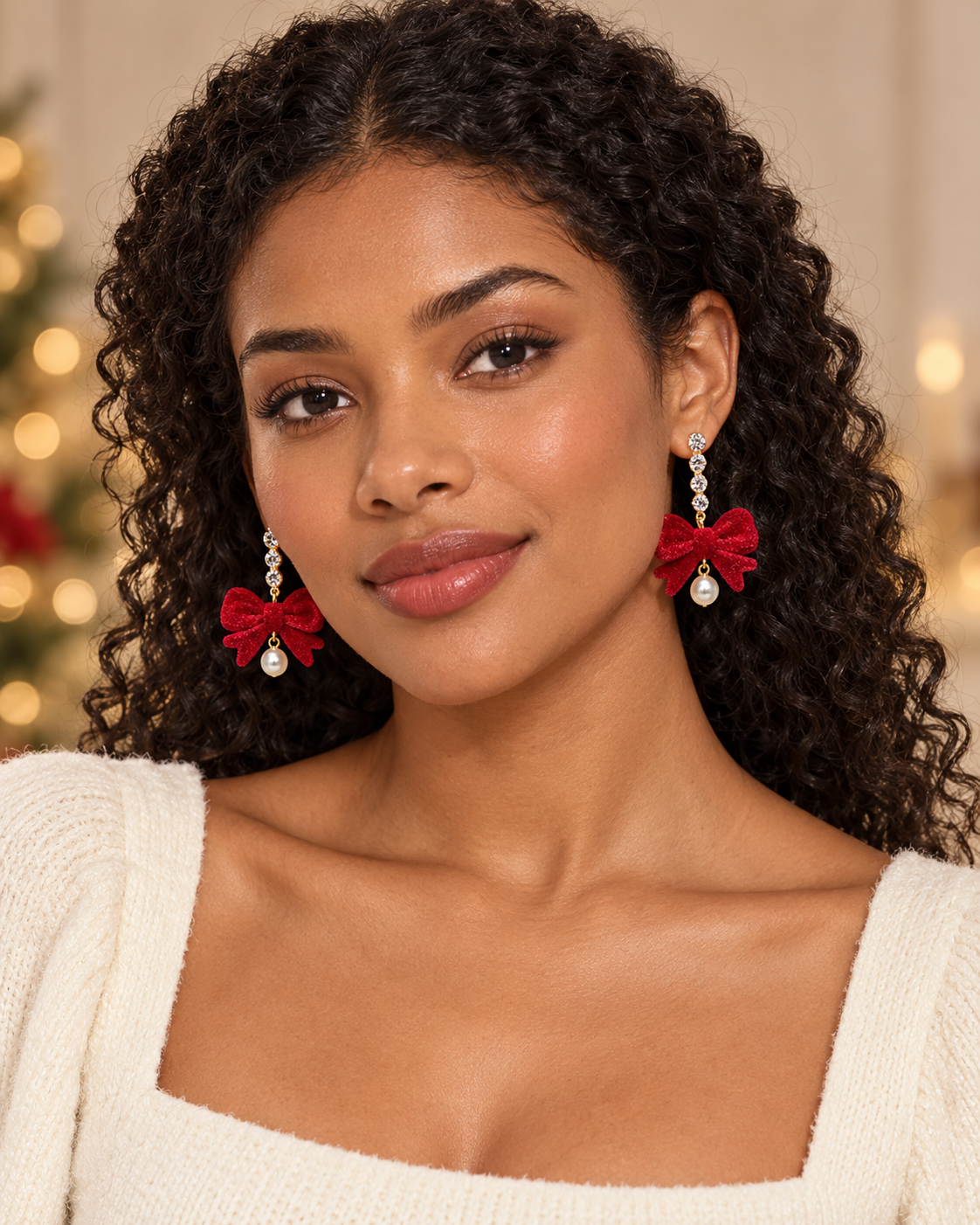 Vintage Bow Flocked Earrings