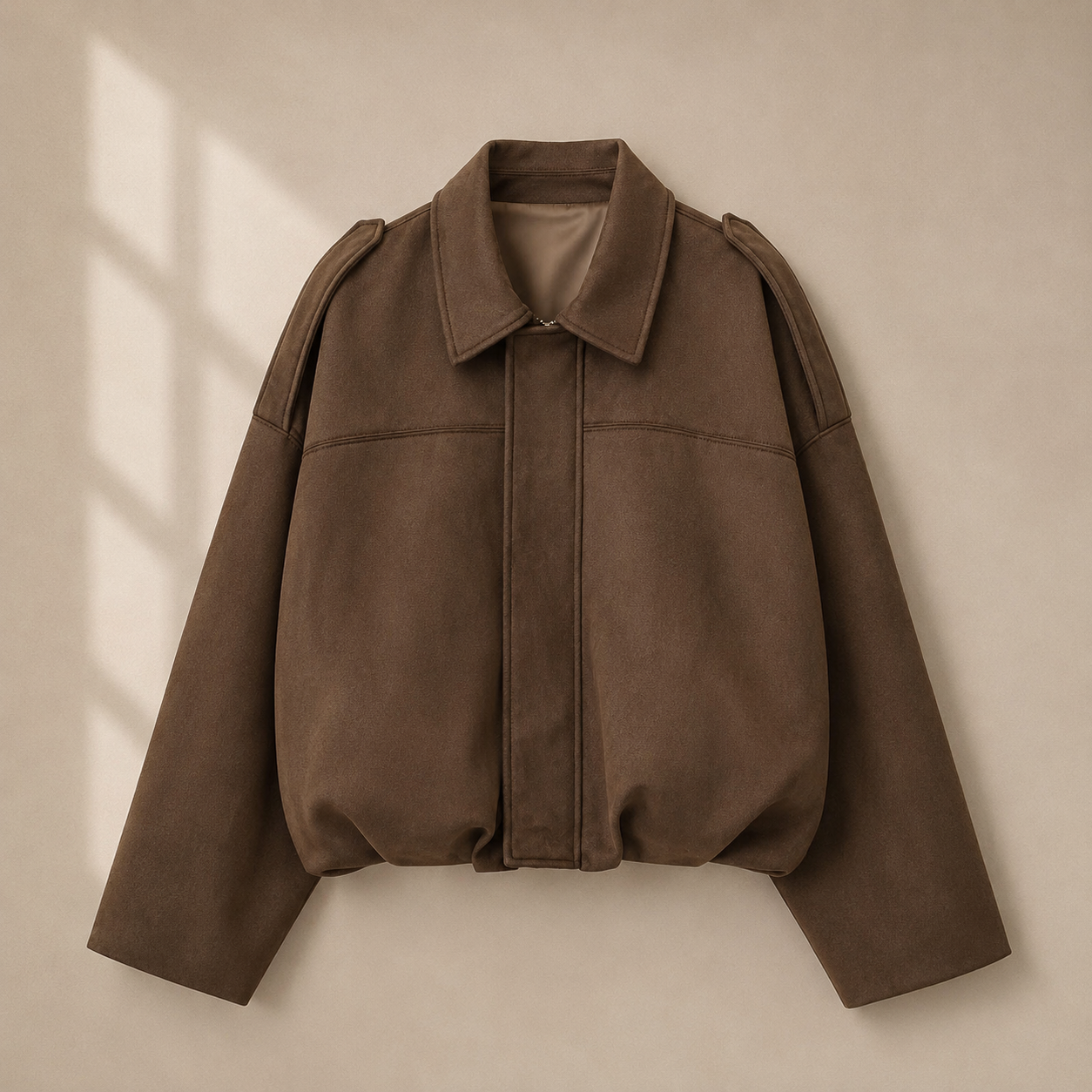 Green Suede Bomber Jacket Coat