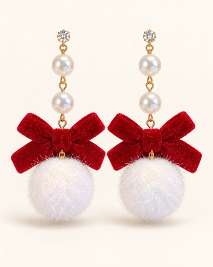 Vintage Bow Flocked Earrings