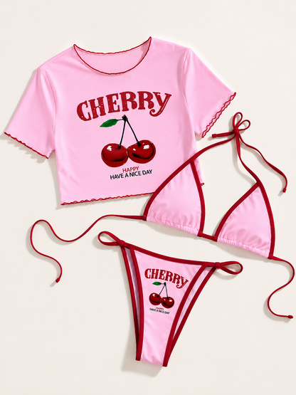 Chic Printed 3-Piece Mesh Set