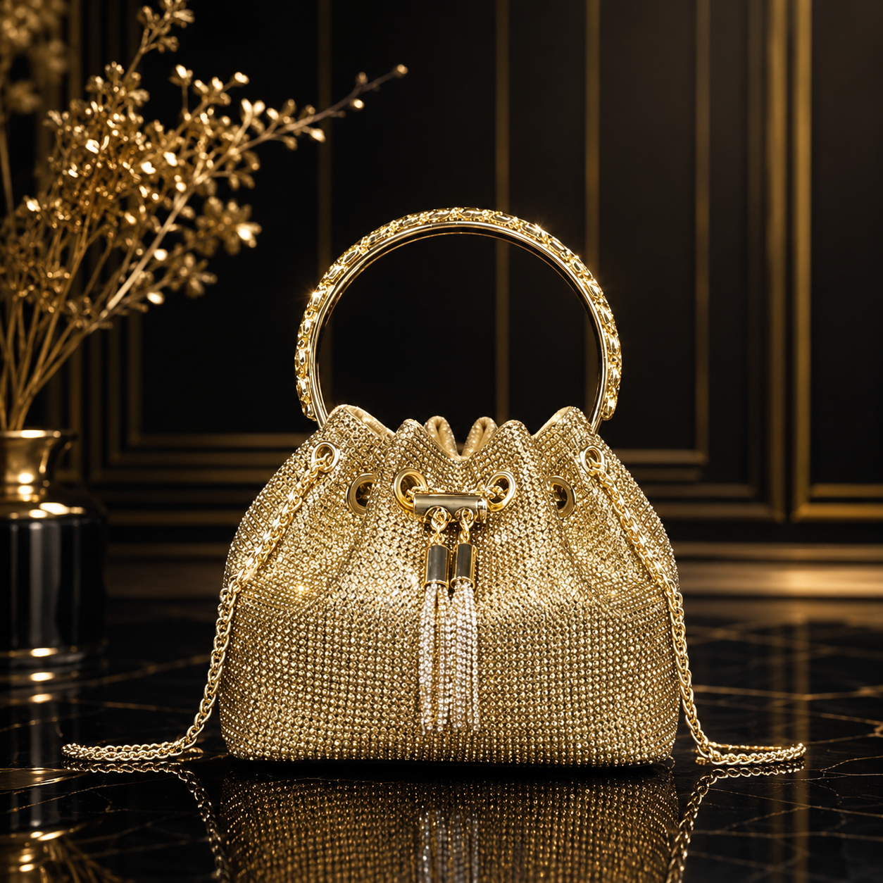 Women's Fashion Simple Rhinestone Chain Portable Shoulder Messenger Bag