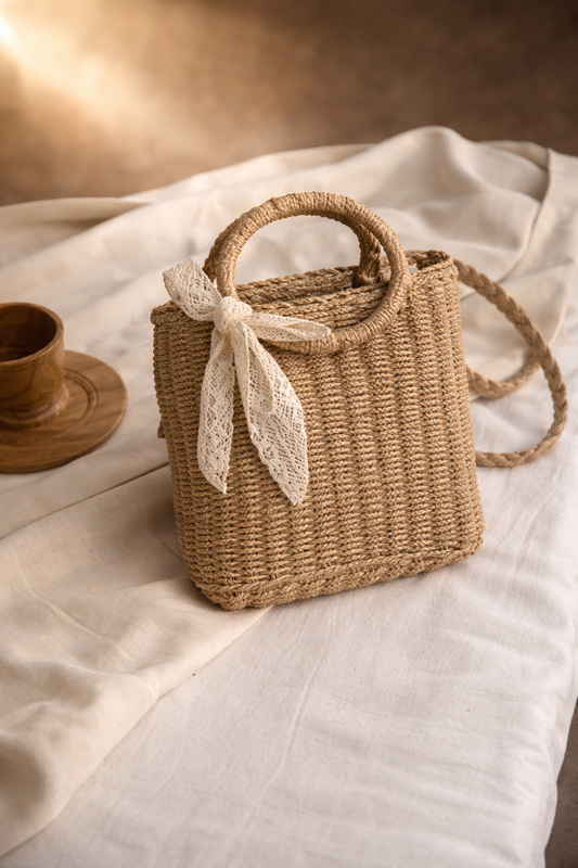 Ins Net Celebrity Master New Small Fresh Retro Ring Paper Rope Woven Bag Handbag Beach Straw Ladies Bag