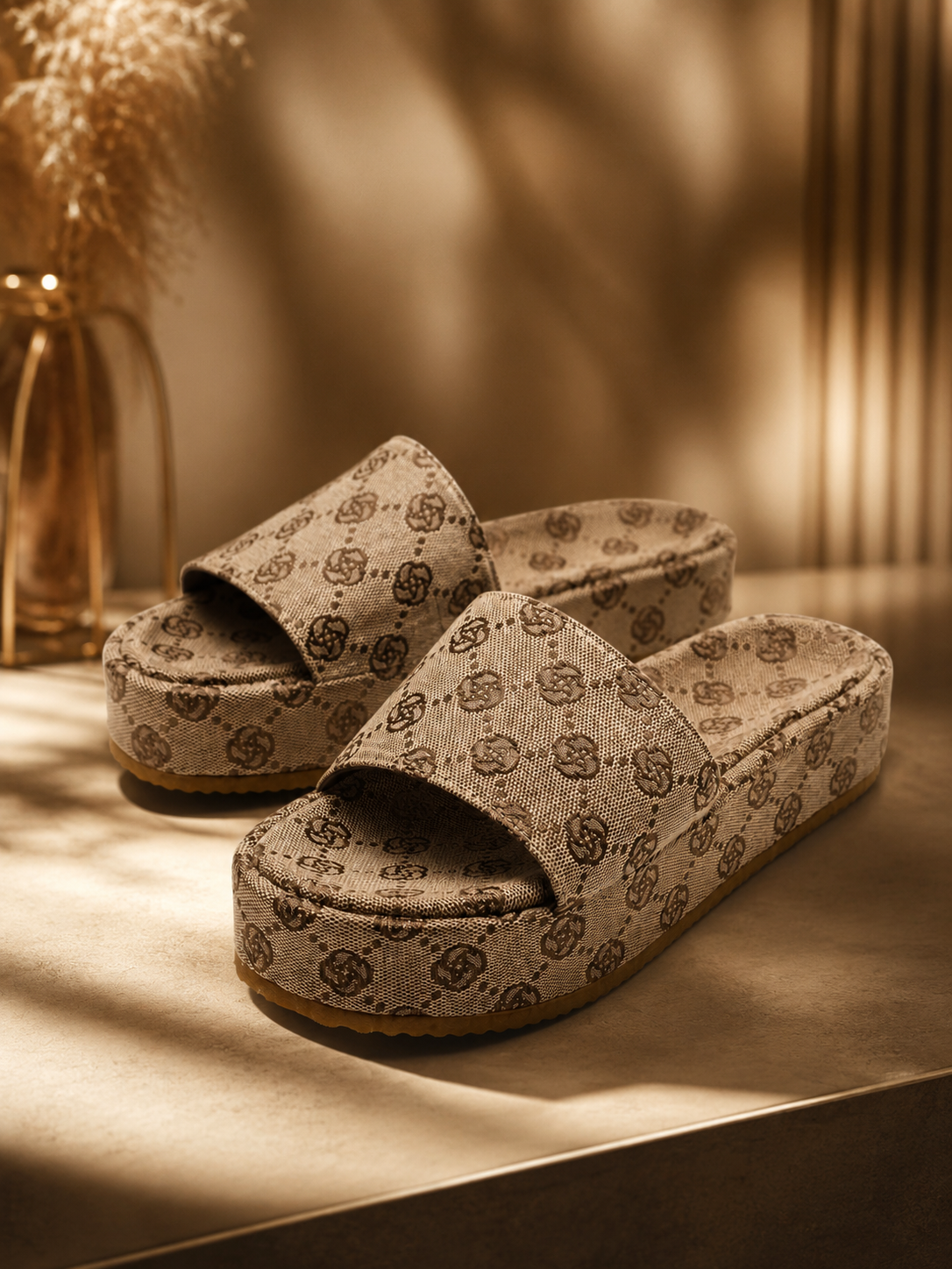 Women's Chic Embroidered Muffin Soft Back Thick Back Slippers
