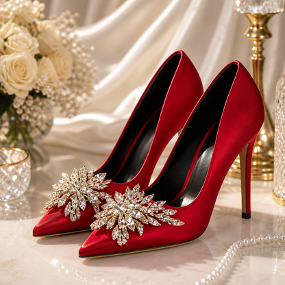 Red Wedding Shoes Female High Heels