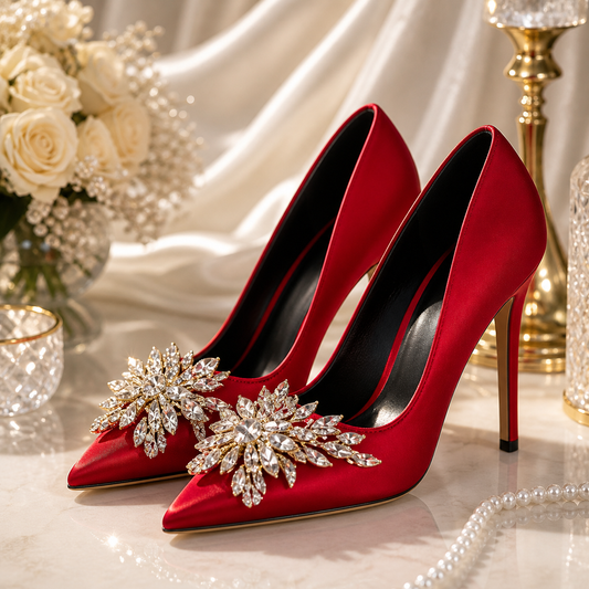 Red Wedding Shoes Female High Heels